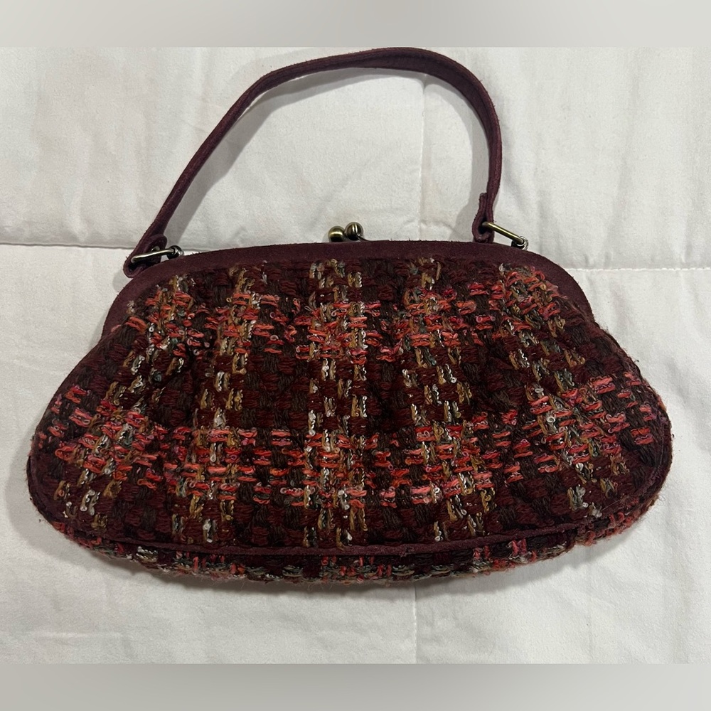 Vera Bradley Bundle Burgundy “Annie” Tweed Kisslock handbag - Picture 2 of 6